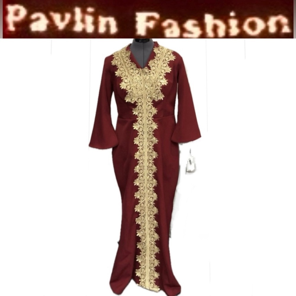 ❤️PAVLIN FASHION Embroidered full length kaftan style dress size48 USA LARGE NWT